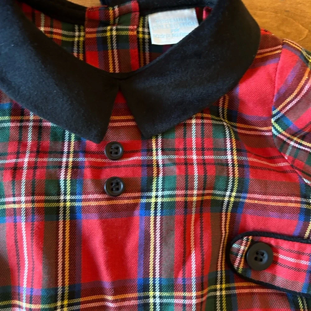 Edgehill Collection Red Plaid Diaper Cover with Black Collar